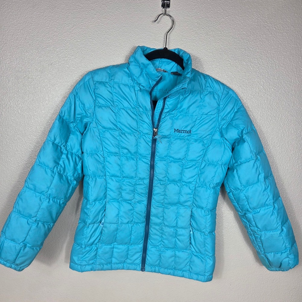 Marmot Kids L Turquoise Down Puffer Jacket Lightweight CC-576